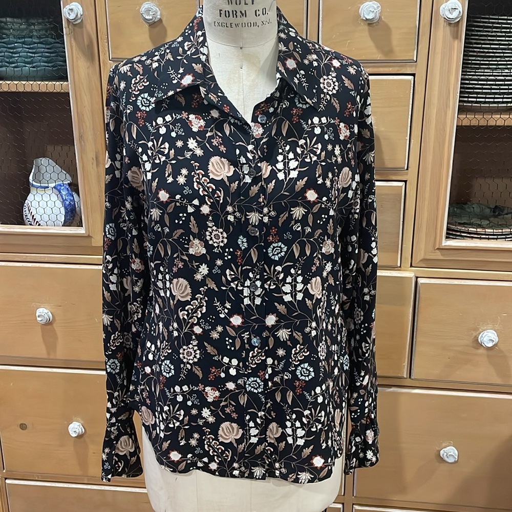 Frame Floral Patterned Silk Blouse